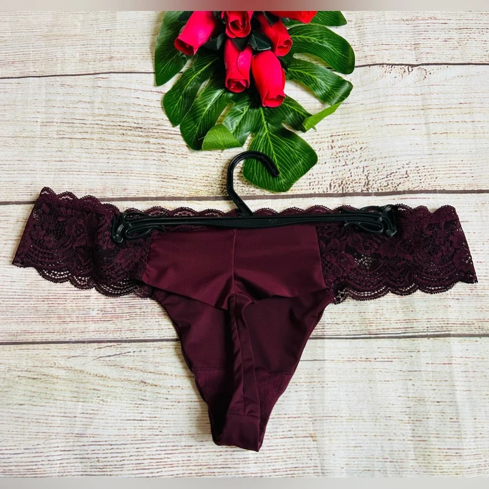 Joyspun Women’s Burgundy Lace Thong Underwear Size L NWOT - Picture 2 of 5